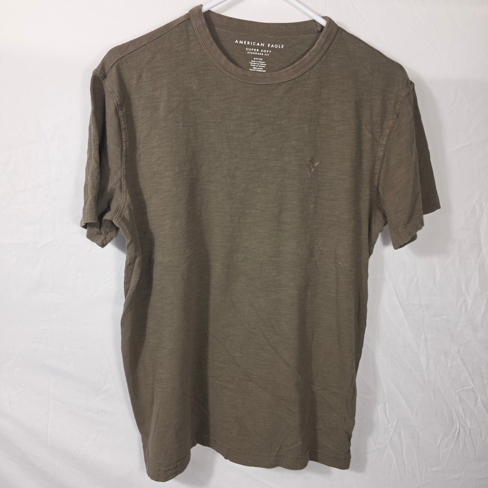 American Eagle T-Shirt Mens Small Olive Green Excellent Super Soft Slub 738